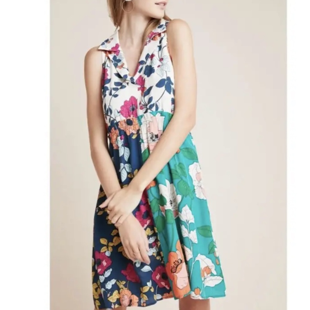 Anthropologie Dinah Floral Collared Halter Dress 12